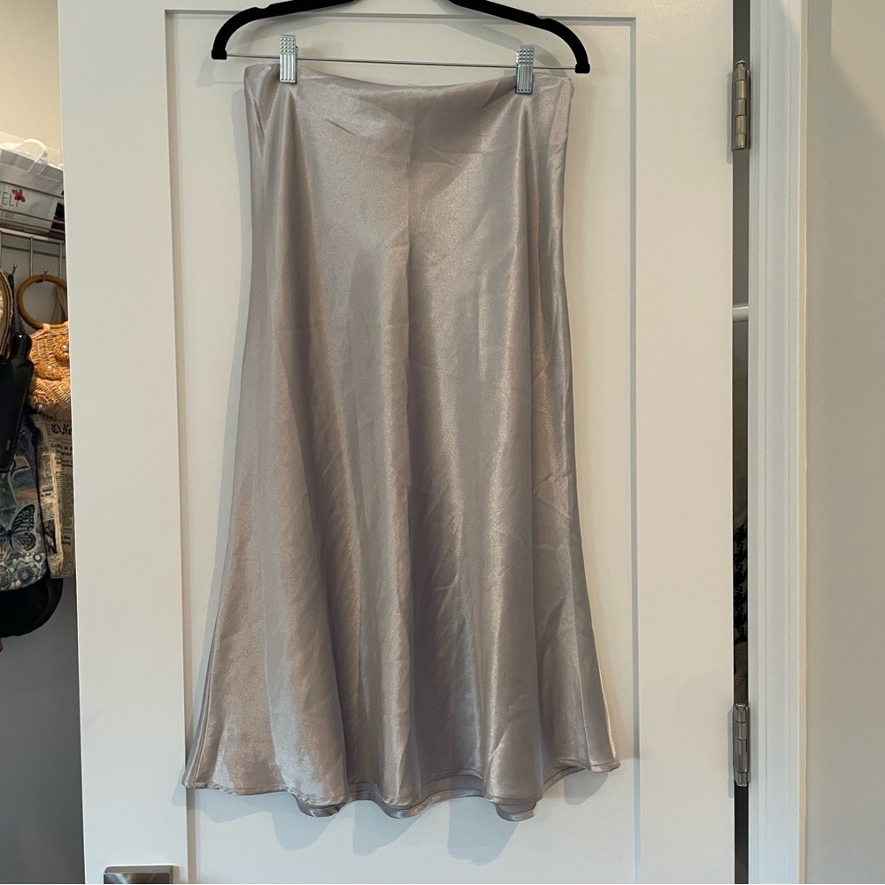 Silver Midi Slip Skirt
